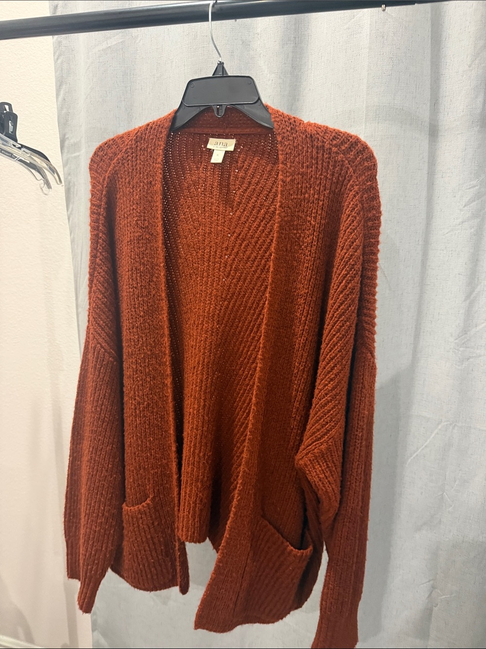 Ann Taylor Open-Front Rust Orange Knit Cardigan